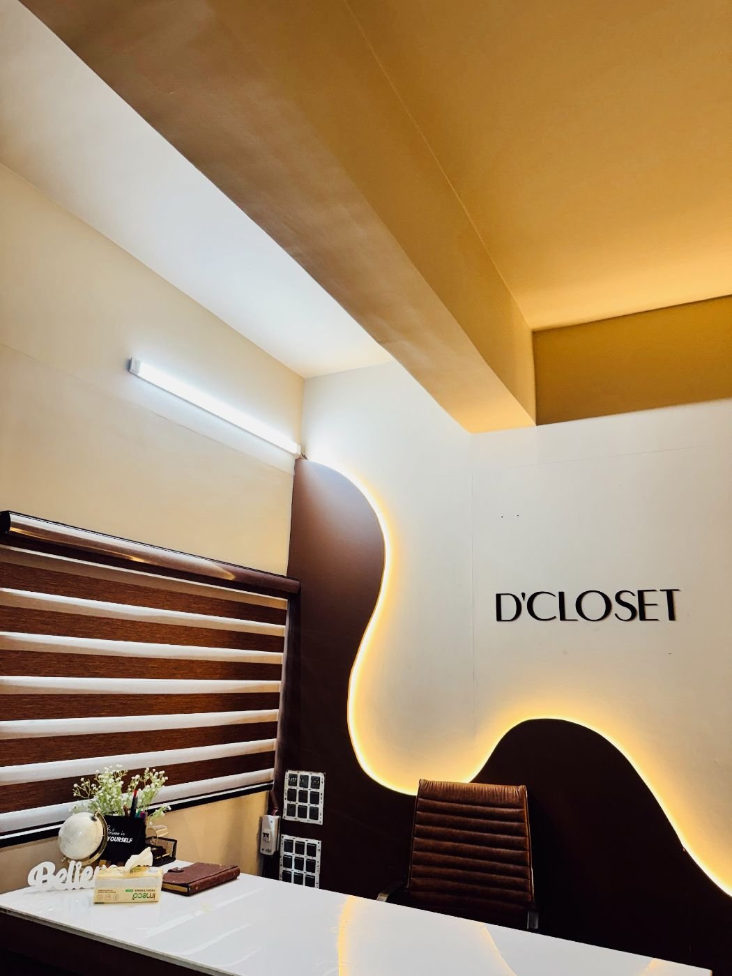 Backlit D’ Closet wave wall inside the Bulandshahr store